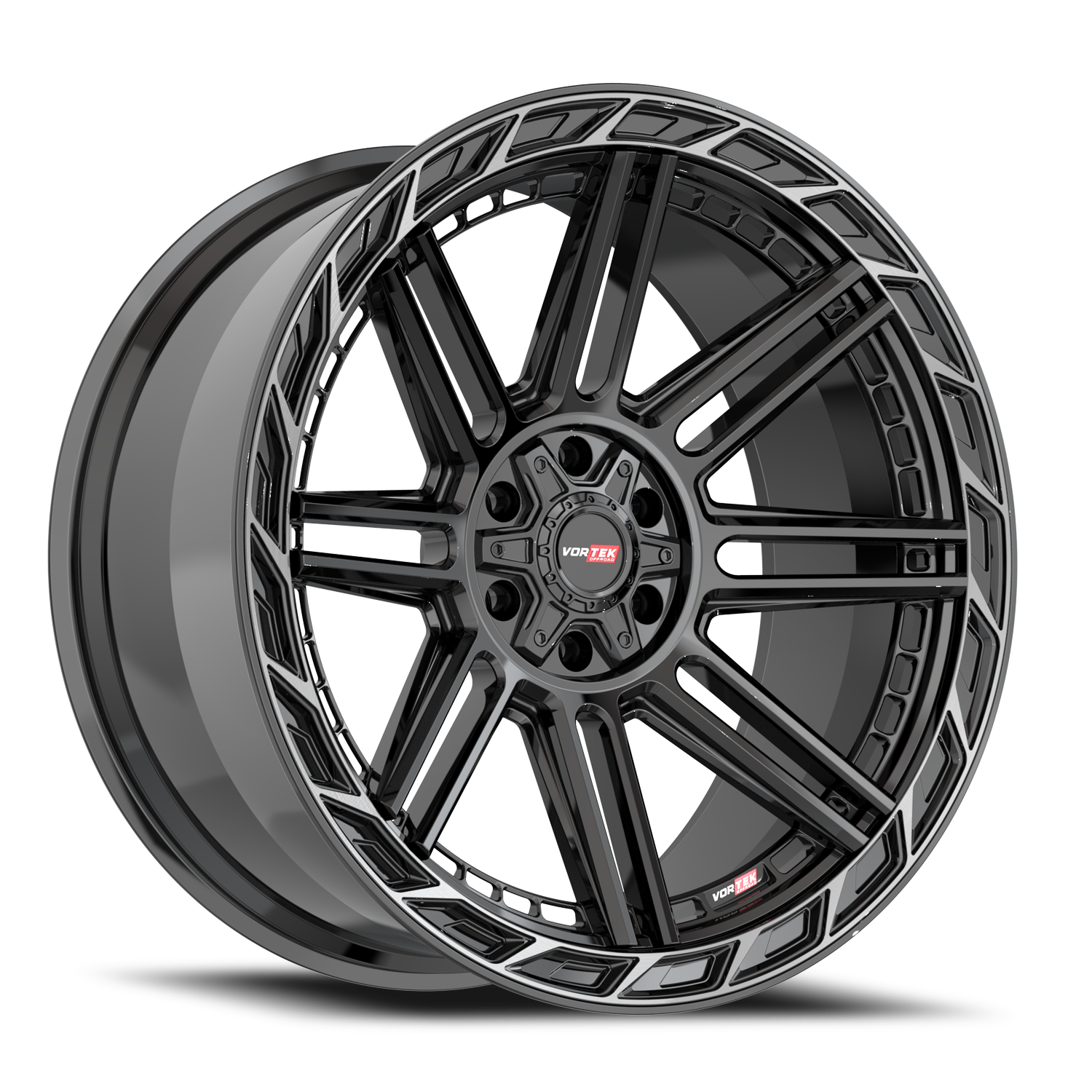 VORTEK VRP-501 20X9 0 5X127/5X139.7 BLACK DIAMOND CUT RING WITH DARK TINT