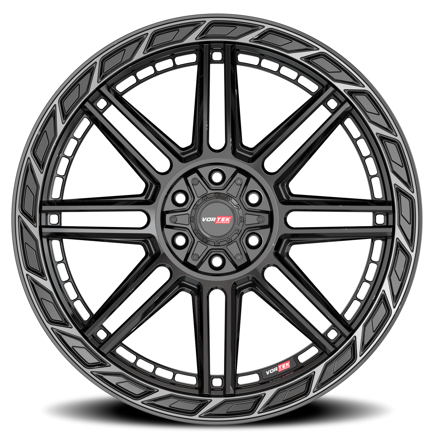 VORTEK VRP-501 20X9 0 5X127/5X139.7 BLACK DIAMOND CUT RING WITH DARK TINT