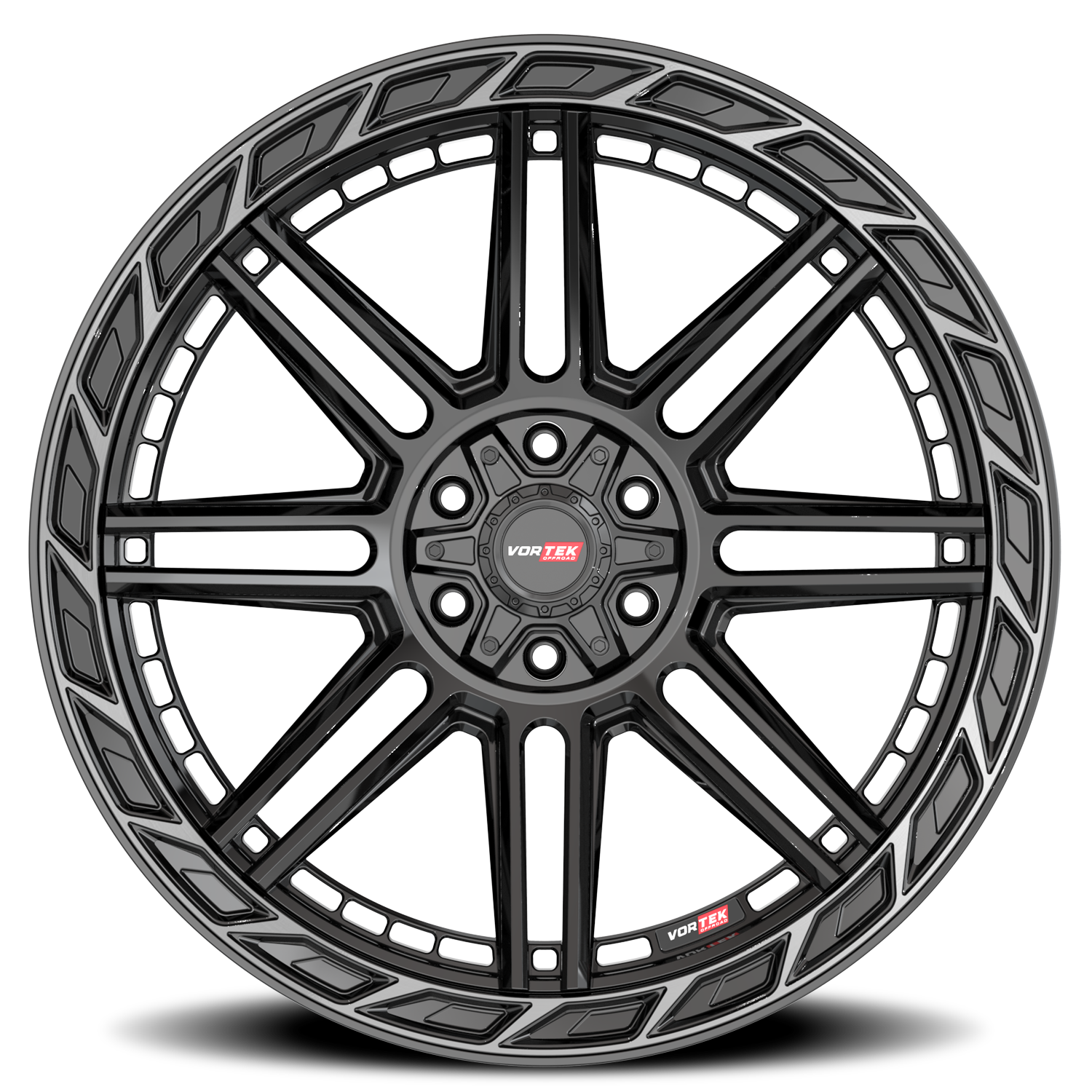 VORTEK VRP-501 20X10 -18 6X135/6X139.7 BLACK DIAMOND CUT RING WITH DARK TINT