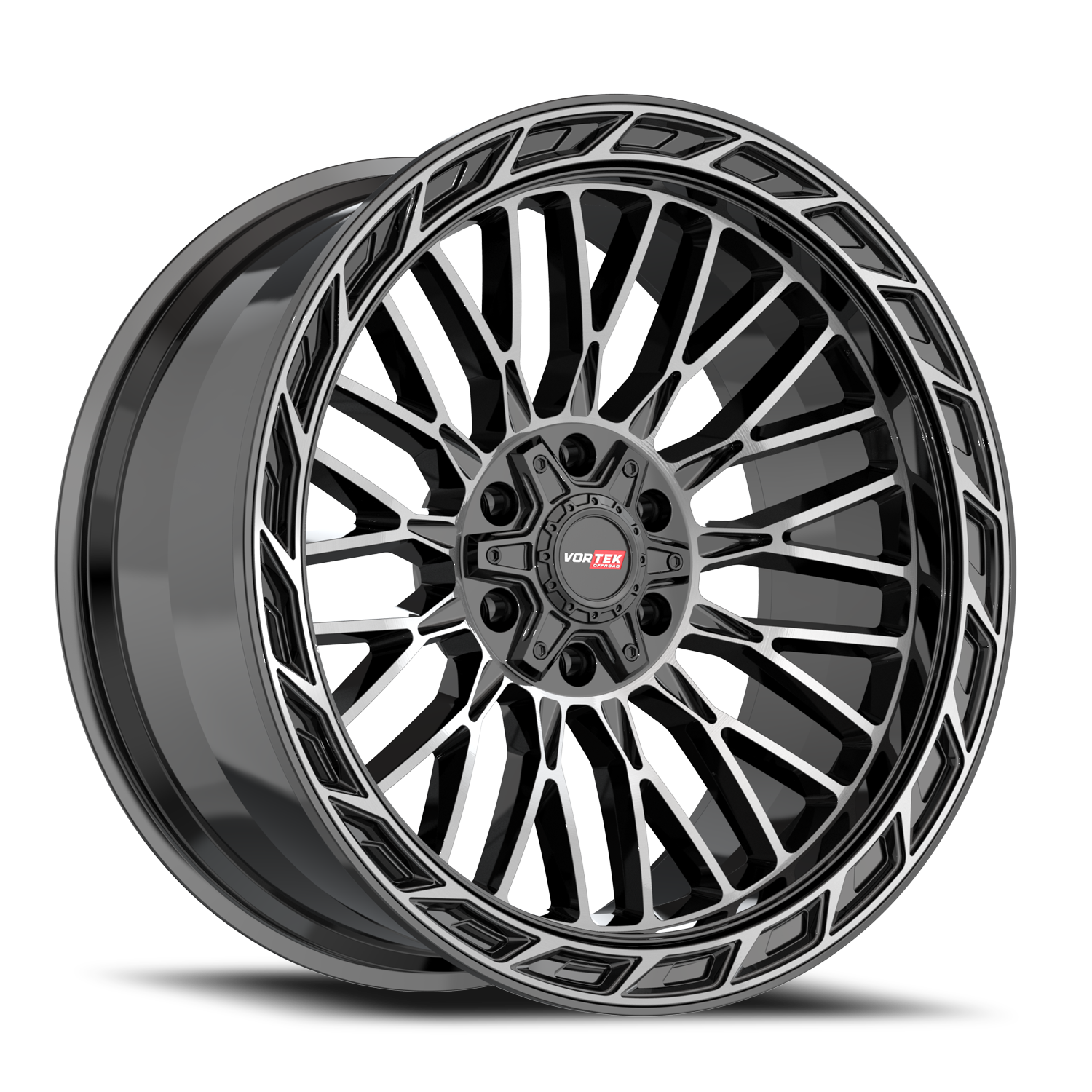 VORTEK VRP-502 20X10 -18 6X135/6X139.7 BLACK DIAMOND CUT WITH DARK TINT
