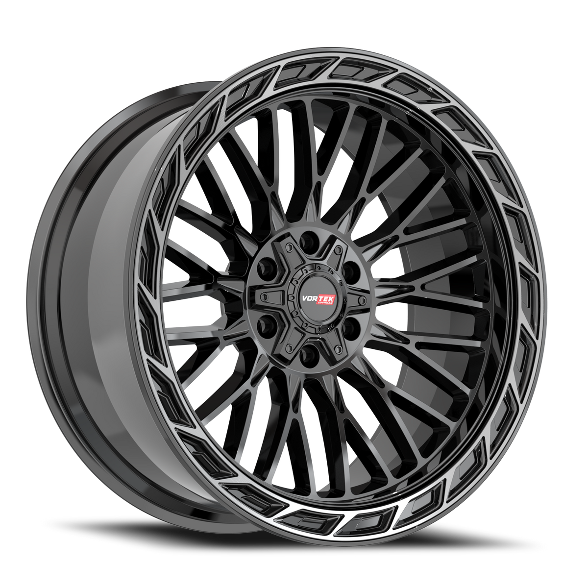 VORTEK VRP-502 20X9 12 5X127/5X139.7 BLACK DIAMOND CUT RING WITH DARK TINT