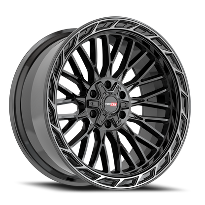 VORTEK VRP-502 20X9 12 5X127/5X139.7 BLACK DIAMOND CUT RING WITH DARK TINT