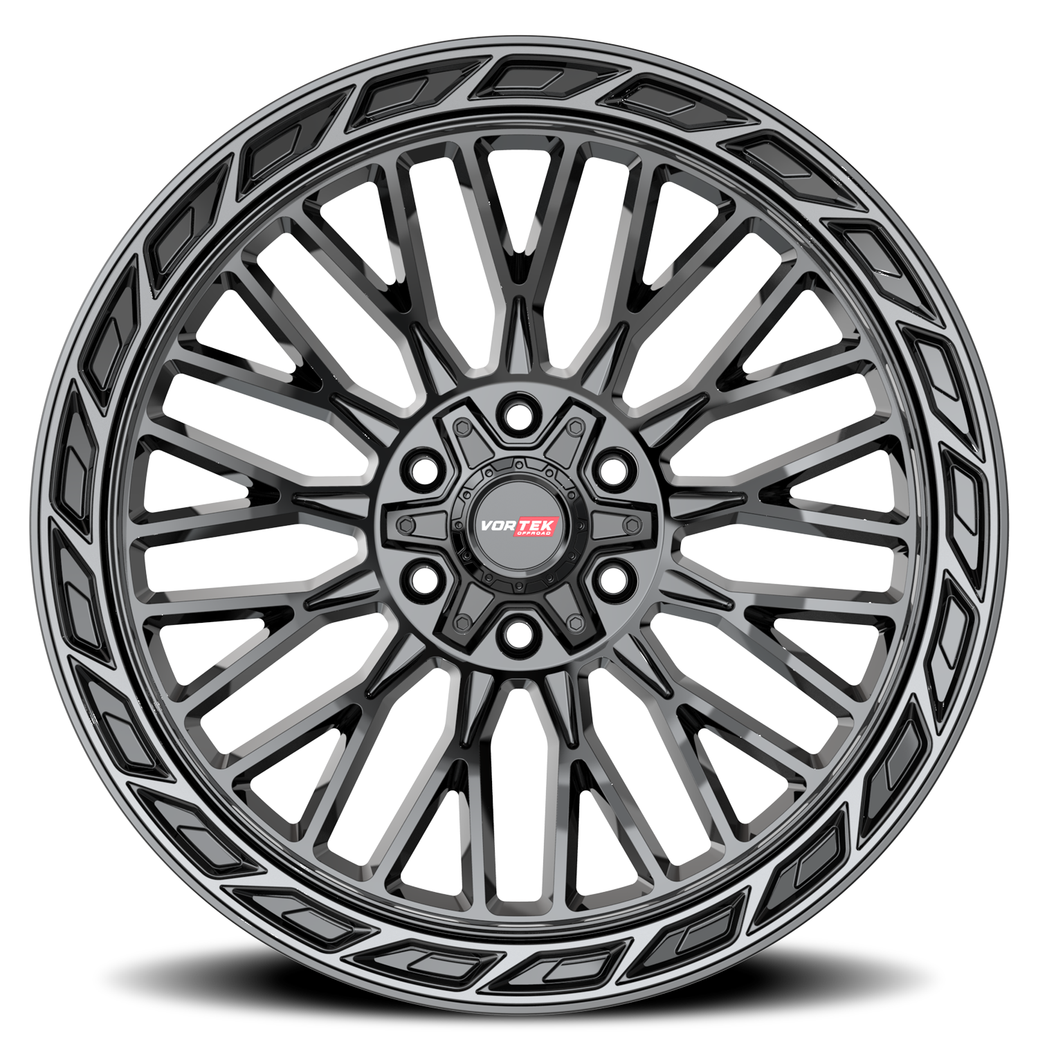 VORTEK VRP-502 20X10 -18 5X127/5X139.7 BLACK DIAMOND CUT RING WITH DARK TINT