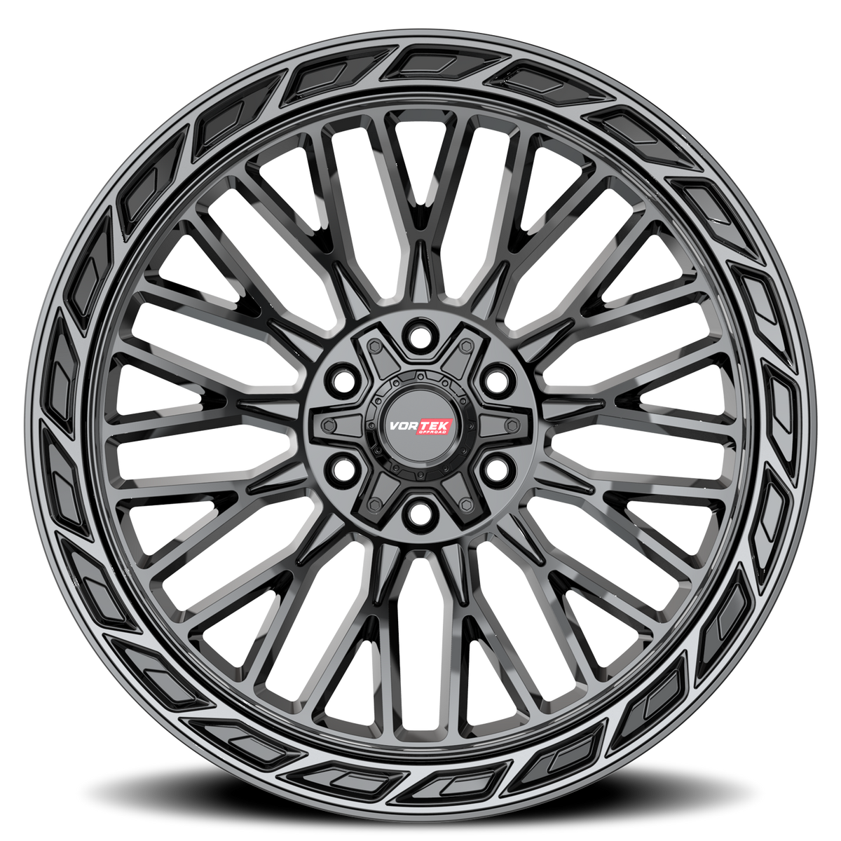 VORTEK VRP-502 20X9 12 5X127/5X139.7 BLACK DIAMOND CUT RING WITH DARK TINT