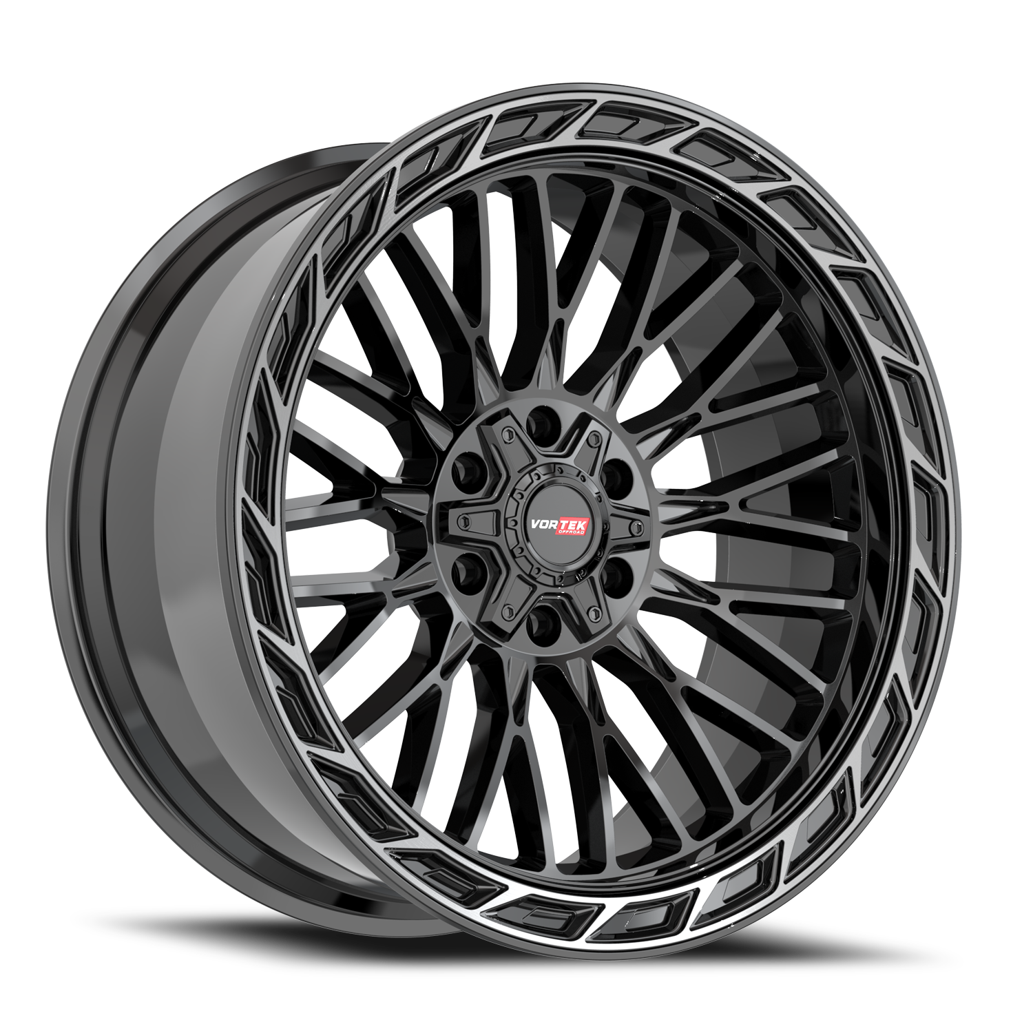 VORTEK VRP-502 20X9 0 6X135/6X139.7 BLACK DIAMOND CUT RING WITH DARK TINT
