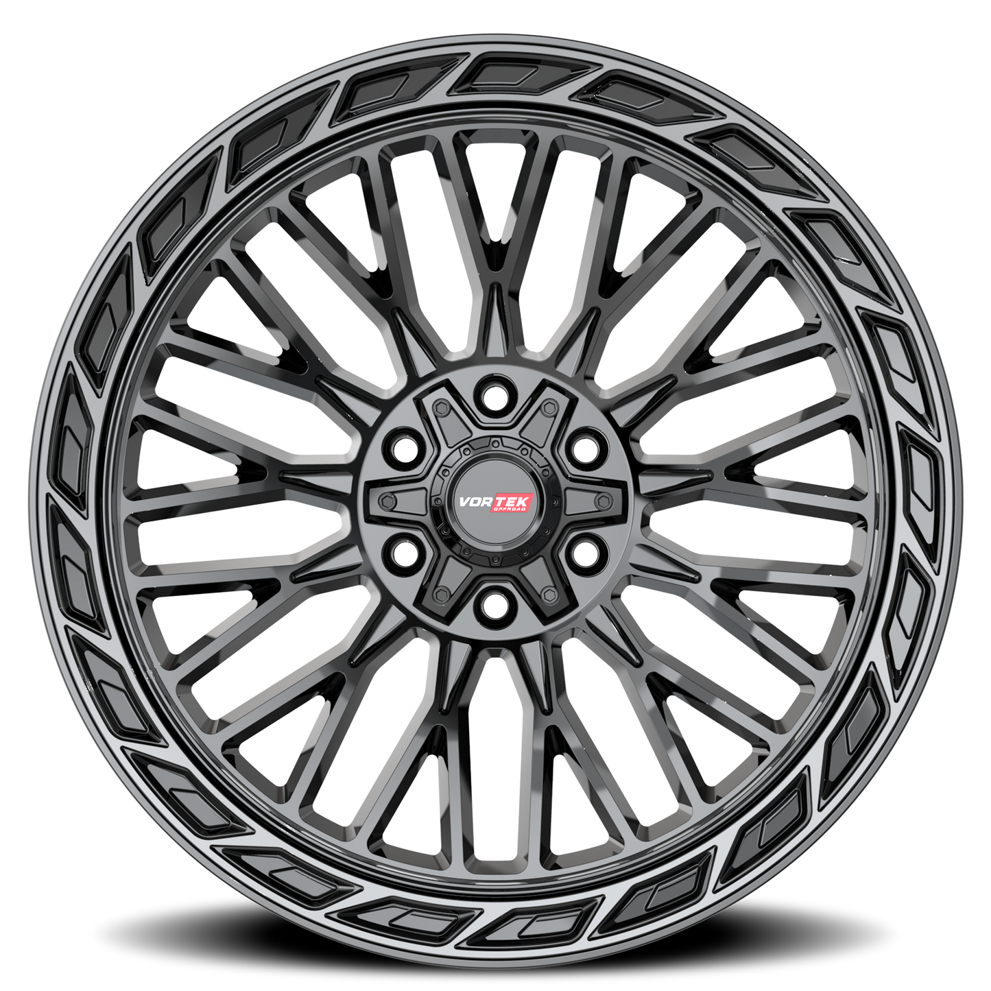VORTEK VRP-502 20X9 0 6X135/6X139.7 BLACK DIAMOND CUT RING WITH DARK TINT