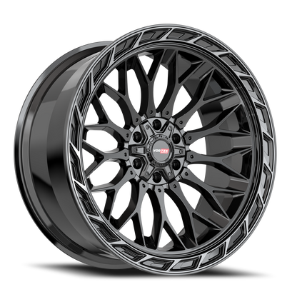 VORTEK VRP-503 20X9 0 5X127/5X139.7 BLACK DIAMOND CUT RING WITH DARK TINT