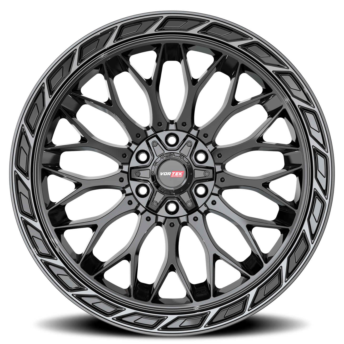 VORTEK VRP-503 20X10 -18 5X127/5X139.7 BLACK DIAMOND CUT RING WITH DARK TINT