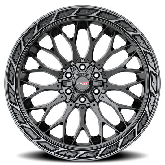VORTEK VRP-503 20X10 -18 5X127/5X139.7 BLACK DIAMOND CUT RING WITH DARK TINT