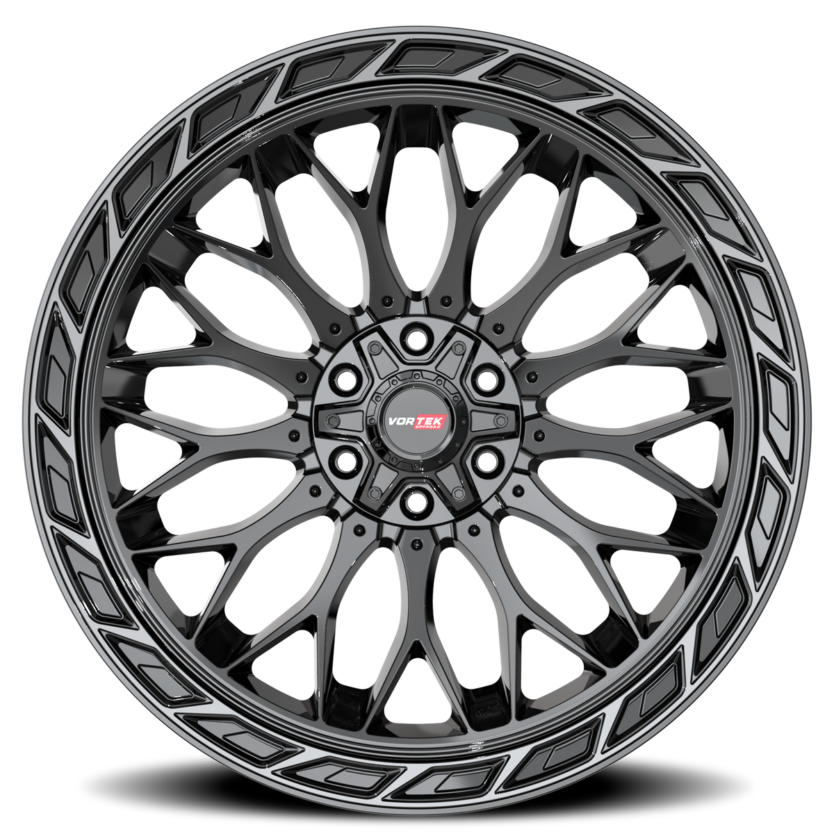 VORTEK VRP-503 20X9 0 5X127/5X139.7 BLACK DIAMOND CUT RING WITH DARK TINT