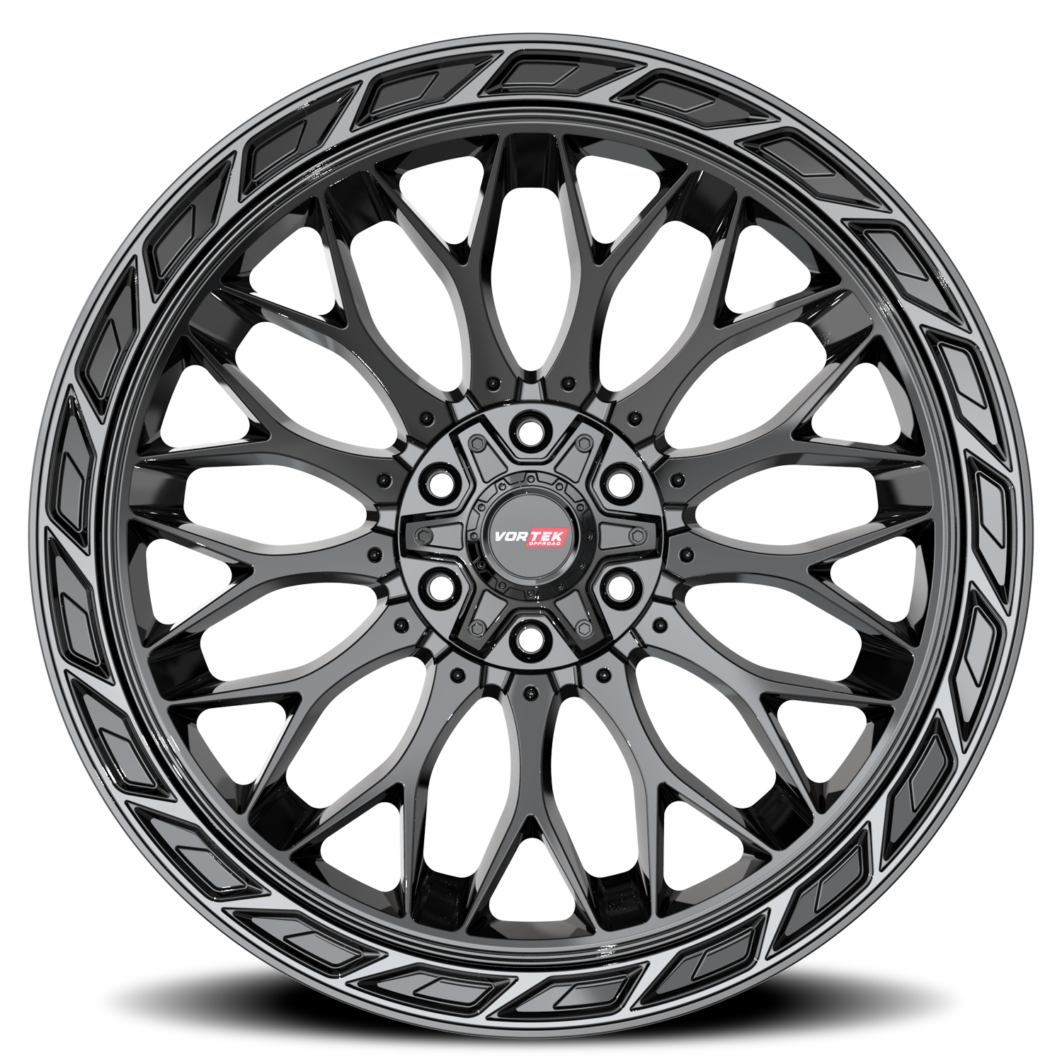 VORTEK VRP-503 22X10 -18 5X127/5X139.7 BLACK DIAMOND CUT RING WITH DARK TINT