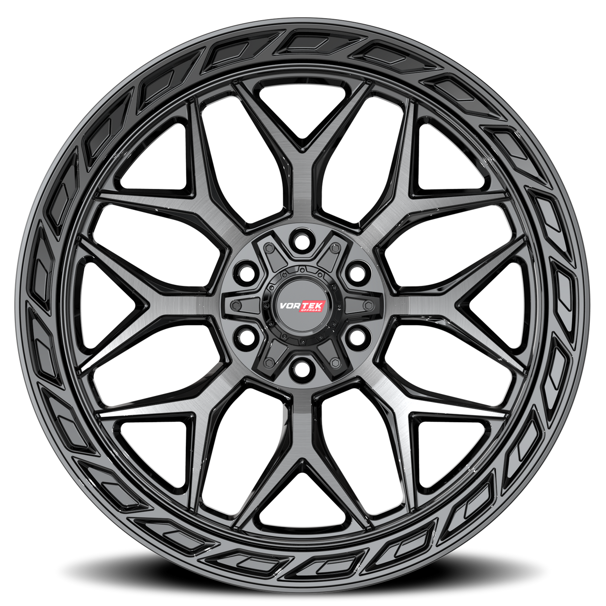 VORTEK VRP-504 20X9 12 5X127/5X139.7 BLACK DIAMOND CUT WITH DARK TINT