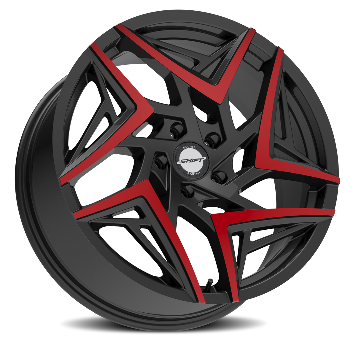 SHIFT H36 VALVE 20X8.5 35MM 5X108 GLOSS BLACK MACHINED RED TIPS | H3608550835GBMRT