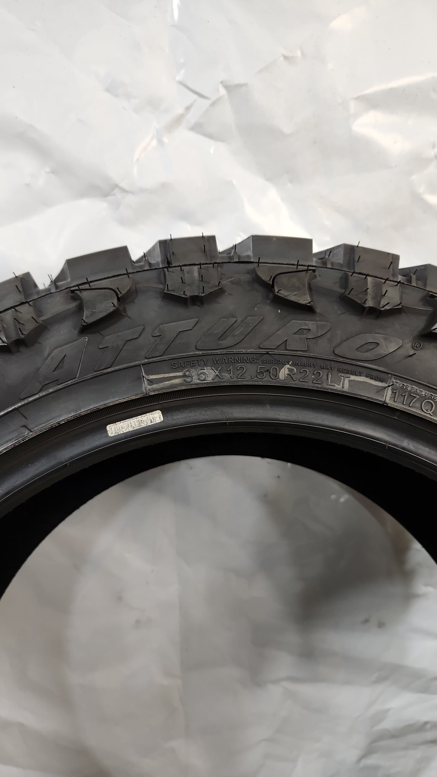 Used Tire - 35X12.50R22 Atturo Trail Blade M/T 13/32