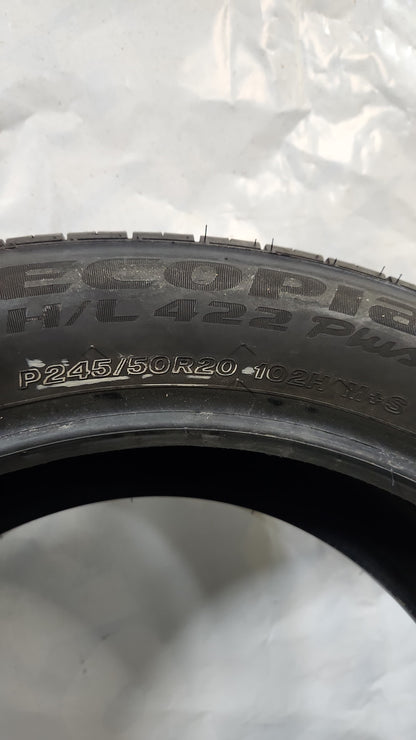 Set of 2 - 245/50R20 Bridgestone Ecopia H/L 422 Plus 7/32 - Used Tires