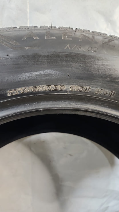 Used Tire - 275/60R20 Bridgestone Alenza A/S 02