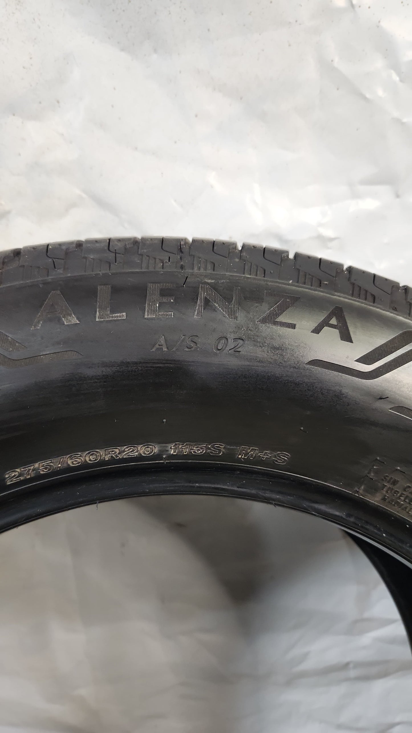 Used Tire - 275/60R20 Bridgestone Alenza A/S 02