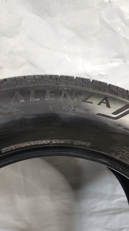 Used Tire - 275/60R20 Bridgestone Alenza A/S 02