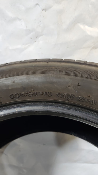 Used Tire - 265/50R19 Bridgestone Alenza Sport A/S