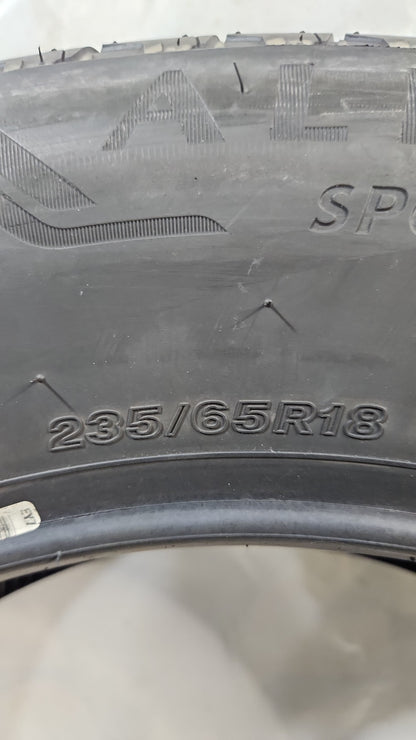 Used Tire - 235/65R18 Bridgestone Alenza Sport A/S