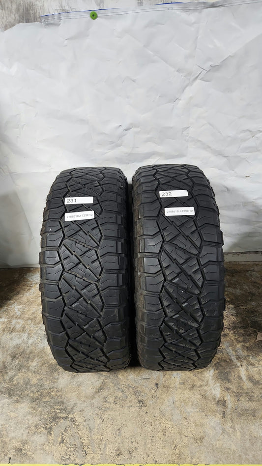 Set of 2 - 275/65R18 Nitto Ridge Grappler - Used Tires