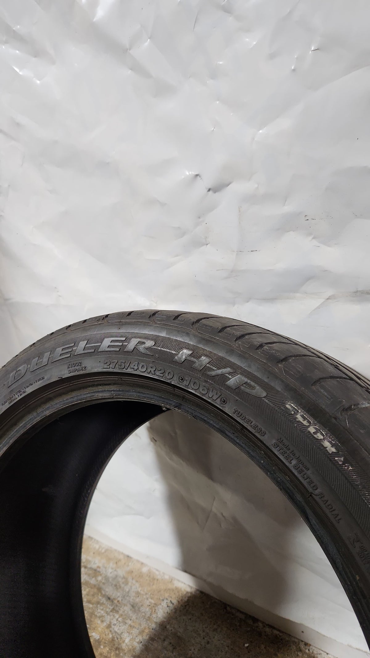 Used Tire - 275/40R20 Bridgestone Dueler H/P Sport