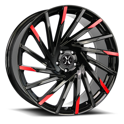 XCESS X02 X02 20X8.5 35MM 5X114.3 GLOSS BLACK MACHINED RED TIPS | X02051435GBMRT