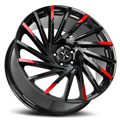 XCESS X02 X02 20X8.5 35MM 5X114.3 GLOSS BLACK MACHINED RED TIPS | X02051435GBMRT