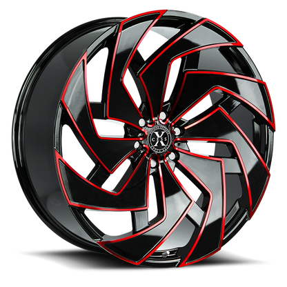 XCESS X04 X04 22X9 15MM 5X115 GLOSS BLACK CANDY RED MILLED | X04251515GBMLR