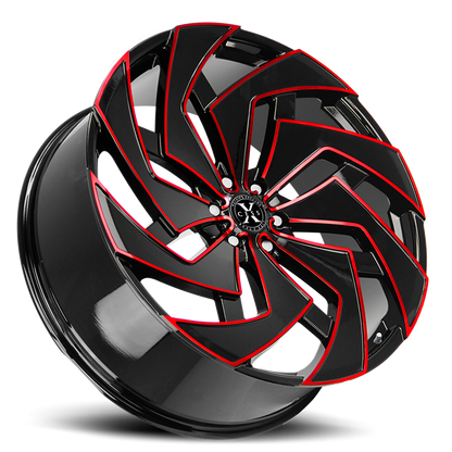 XCESS X04 X04 22X9 15MM 5X115 GLOSS BLACK CANDY RED MILLED | X04251515GBMLR