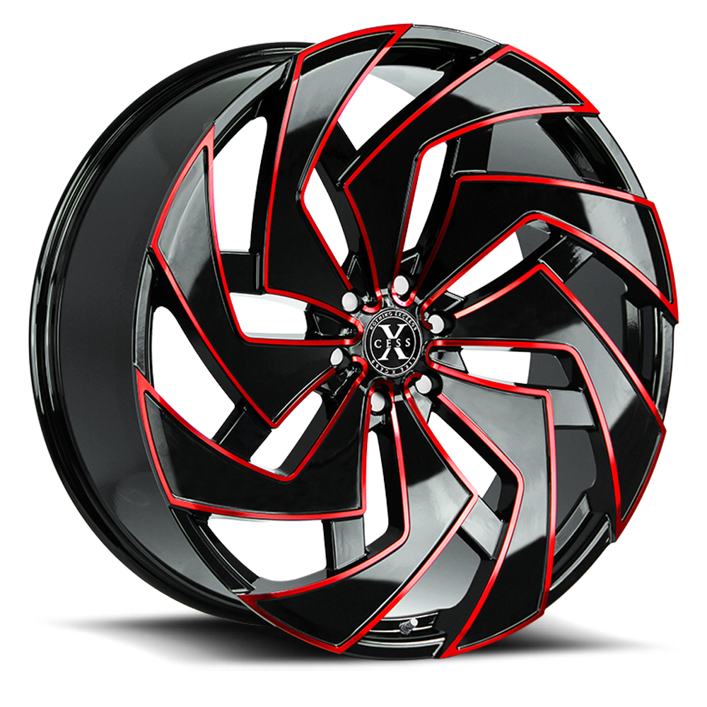 XCESS X04 X04 22X9 24MM 6X139.7 GLOSS BLACK CANDY RED MILLED | X04263924GBMLR
