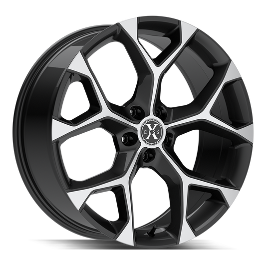 XCESS X05 5 FLAKE 18X8.5 35MM 5X100 GLOSS BLACK MACHINED | X0588550035GBM