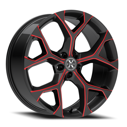 XCESS X05 5 FLAKE 22X9 15MM 5X115 GLOSS BLACK CANDY RED MILLED | X0529051515GBMLR