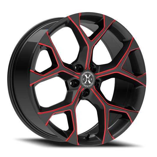 XCESS X05 5 FLAKE 24X9 35MM 5X114.3 GLOSS BLACK CANDY RED MILLED | X0549051435GBMLR