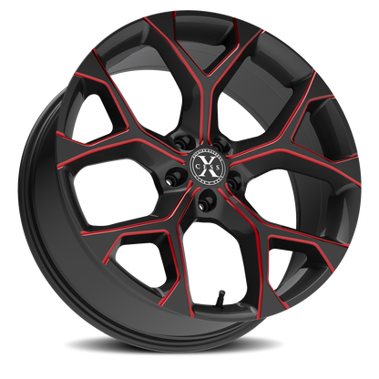 XCESS X05 5 FLAKE 20X8.5 35MM 5X100 GLOSS BLACK CANDY RED MILLED | X05050035GBMLR