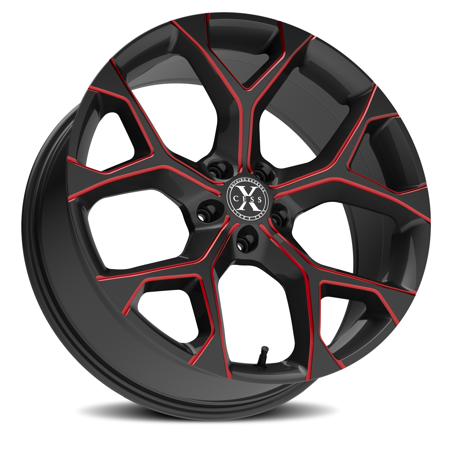 XCESS X05 5 FLAKE 22X9 15MM 5X115 GLOSS BLACK CANDY RED MILLED | X0529051515GBMLR