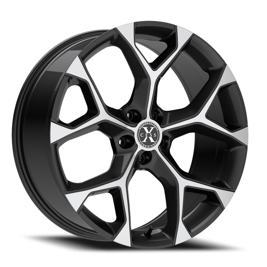 XCESS X05 5 FLAKE 22X9 15MM 5X115 GLOSS BLACK MACHINED | X0529051515GBM