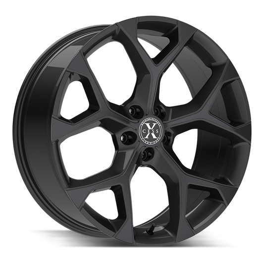 XCESS X05 5 FLAKE 18X8.5 35MM 5X114.3 ALL GLOSS BLACK | X0588551435GB
