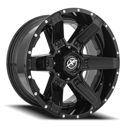 XF OFF-ROAD XF-214 22X12 -44 6X135/6X139.7 GLOSS BLACK + GLOSS BLACK INSERTS