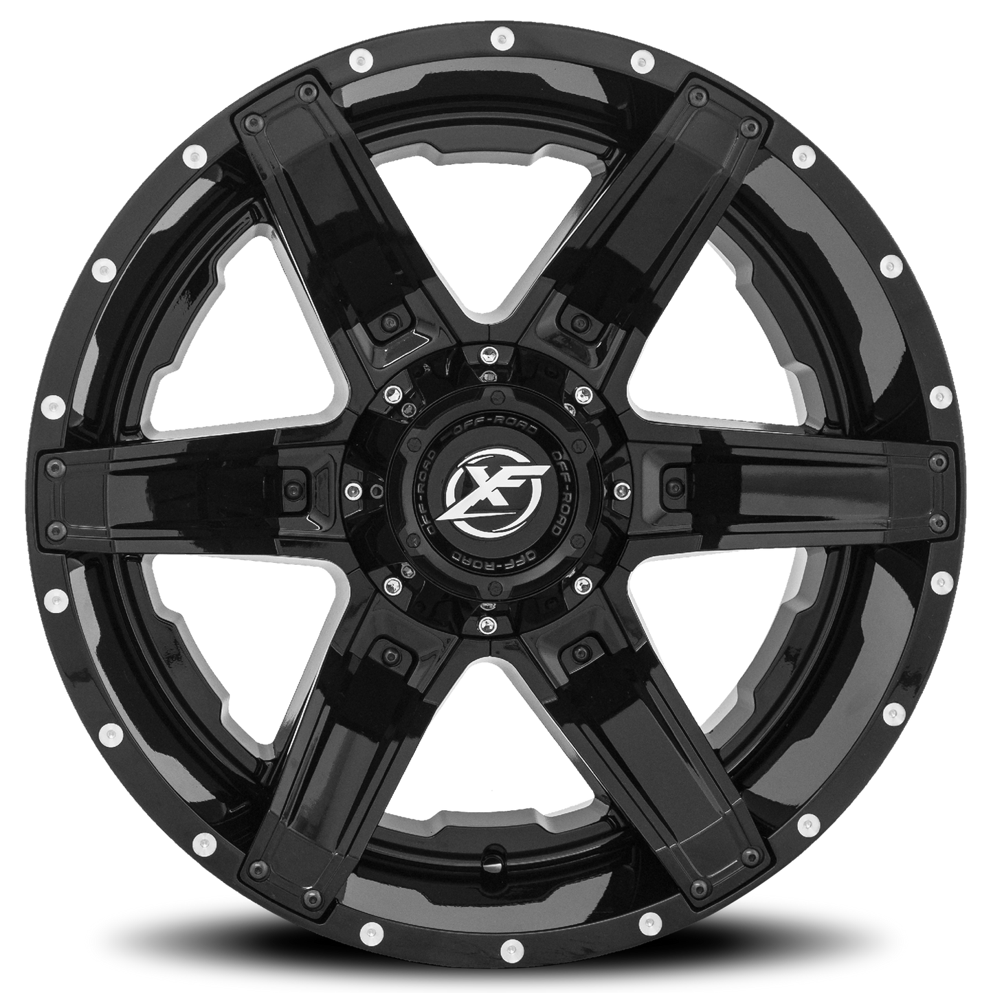 XF OFF-ROAD XF-214 22X12 -44 6X135/6X139.7 GLOSS BLACK + GLOSS BLACK INSERTS