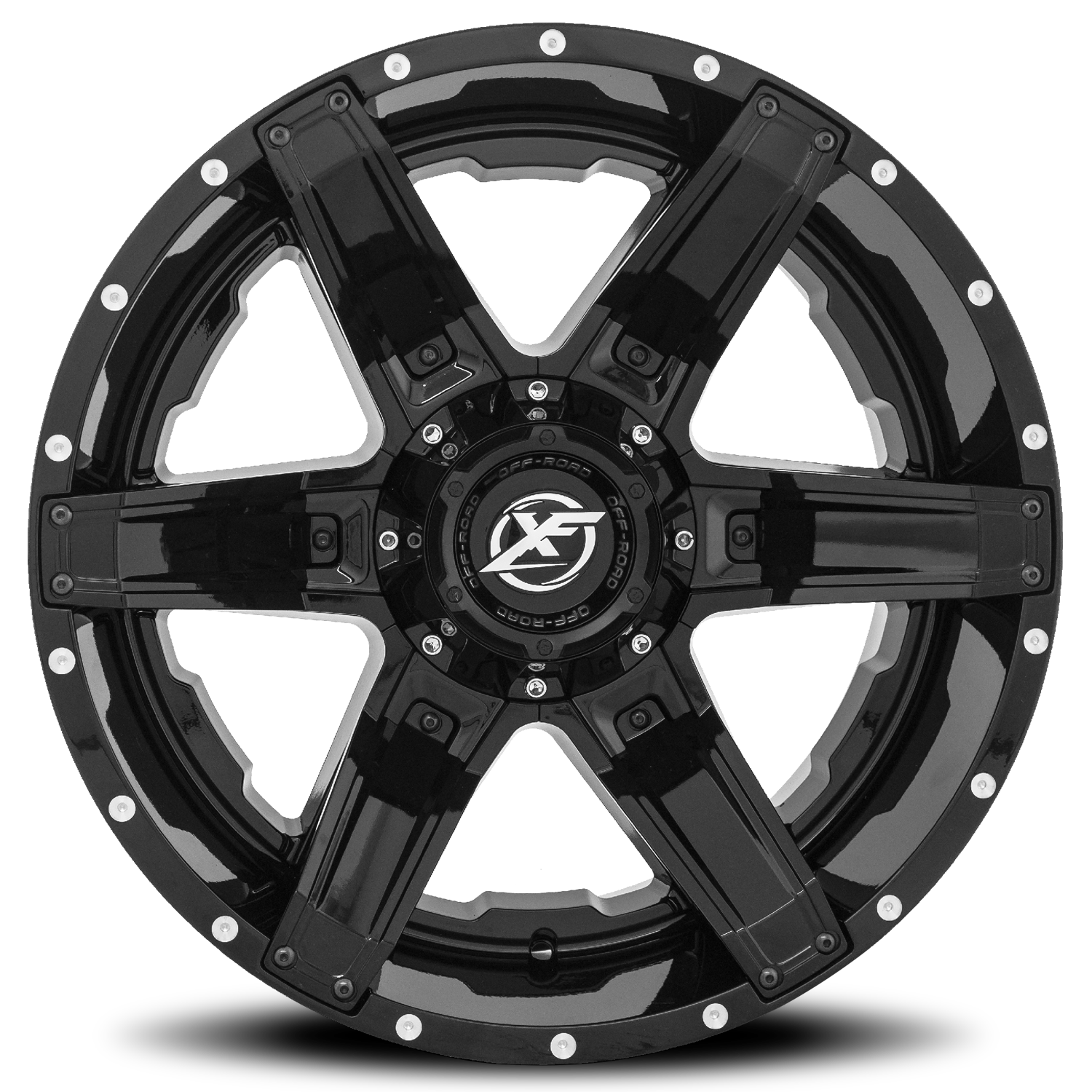 XF OFF-ROAD XF-214 22X12 -44 6X135/6X139.7 GLOSS BLACK + GLOSS BLACK INSERTS