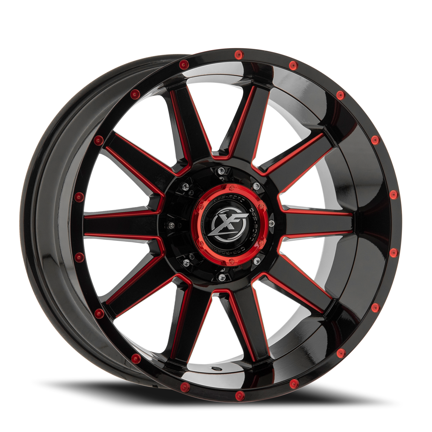 XF OFF-ROAD XF-219 20X10 -24 5X139.7/5X150 GLOSS BLACK & RED MILLED