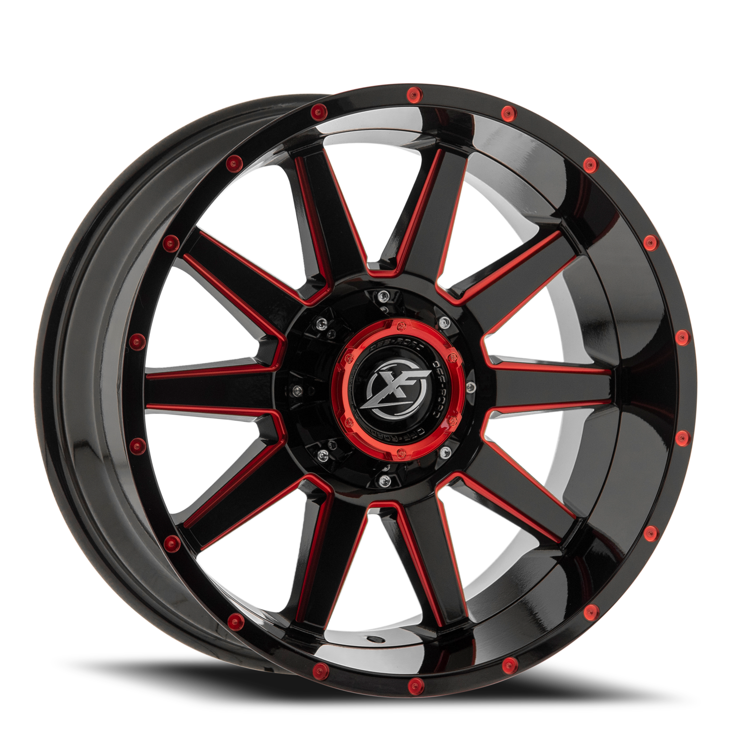 XF OFF-ROAD XF-219 20X10 -24 5X139.7/5X150 GLOSS BLACK & RED MILLED