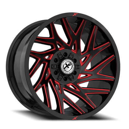 XF OFF-ROAD XF-229 20X10 -12 6X135/6X139.7 GLOSS BLACK & RED MILLED