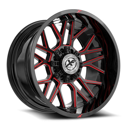 XF OFF-ROAD XF-235 20X12 -44 BLANK 8X GLOSS BLACK & RED MILLED