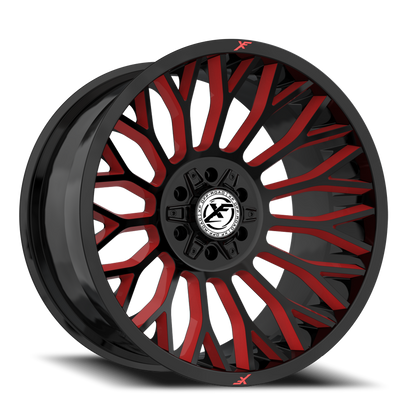 XF OFF-ROAD XF-237 26X14 -76 8X165.1/8X170 GLOSS BLACK & RED MILLED