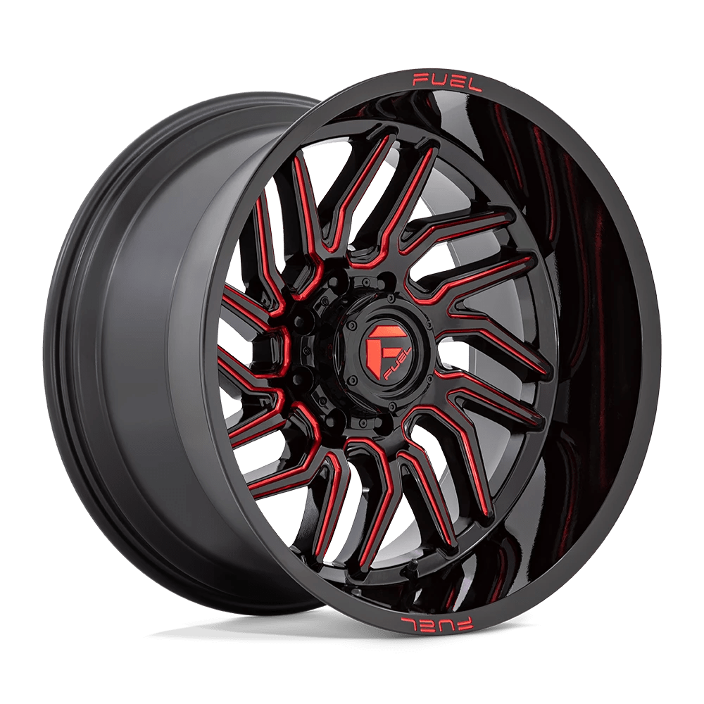 Fuel 1PC D808 HURRICANE 22X12 -44 8X165.1 GLOSS BLACK MILLED RED TINT