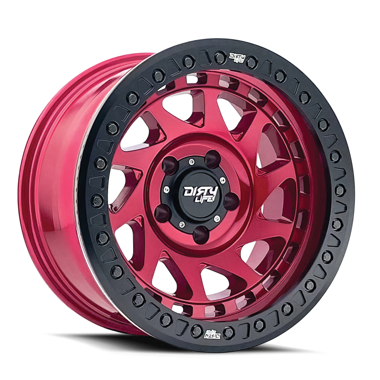 Dirty Life 9313 Enigma Race - 17x9 -12mm 6x139.7 (6x5.5) Crimson Candy Red Wheel | 9313-7983R12