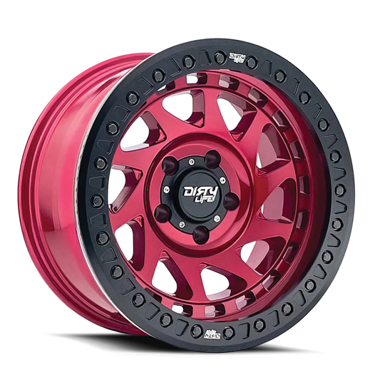 Dirty Life 9313 Enigma Race - 17x9 -12mm 6x139.7 (6x5.5) Crimson Candy Red Wheel | 9313-7983R12