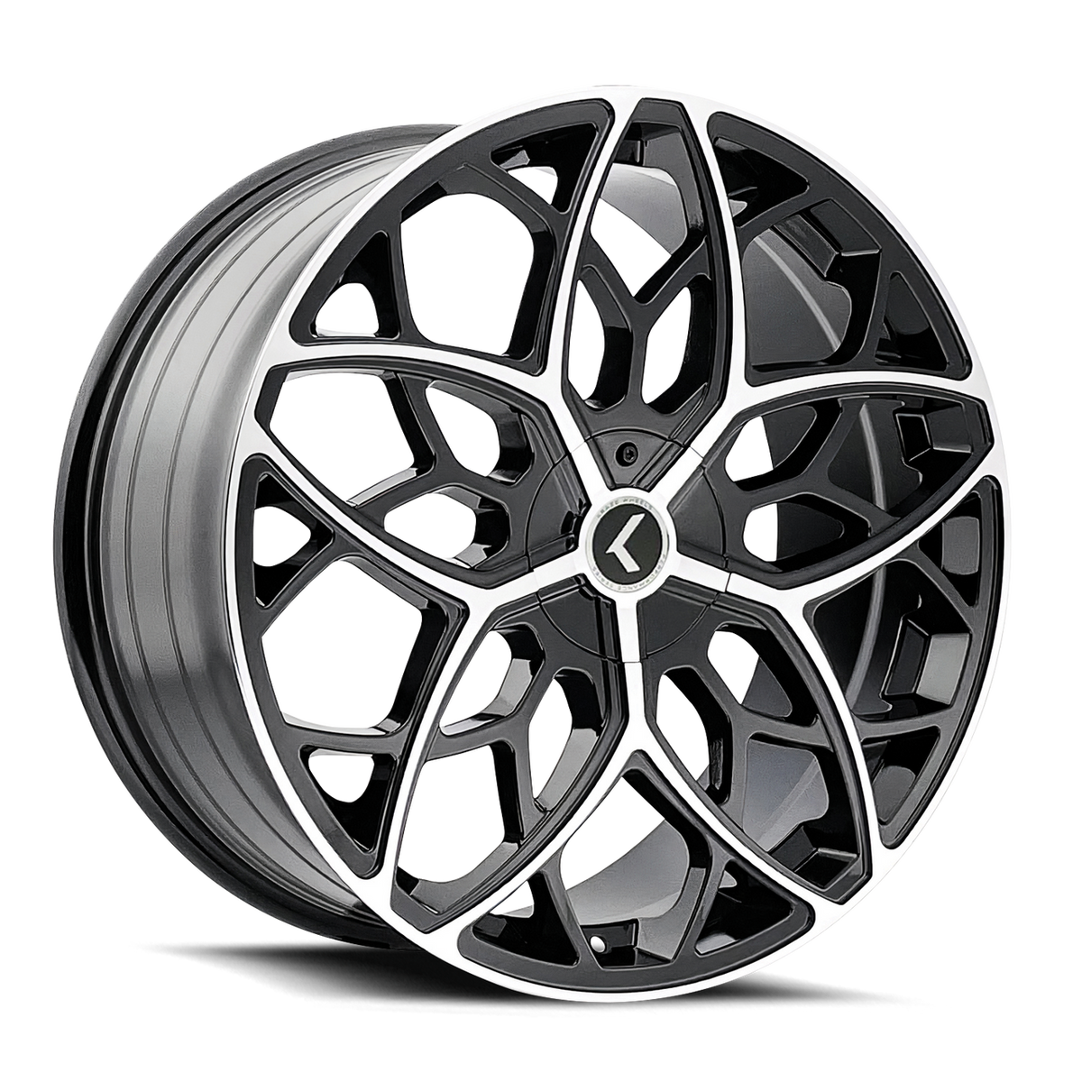 Kraze KR184 Ricochet - 22x8.5 38mm 5x112/5x114.3 (5x4.5) Gloss Black Machined Wheel | KR184-22816BM38